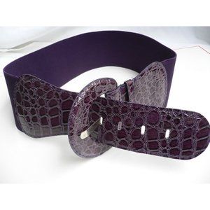 Women Classic Trendy Elastic High Waist Purple Animal Print Hip Belt Size XS S M